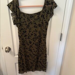 Floral Black and Olive Dress
